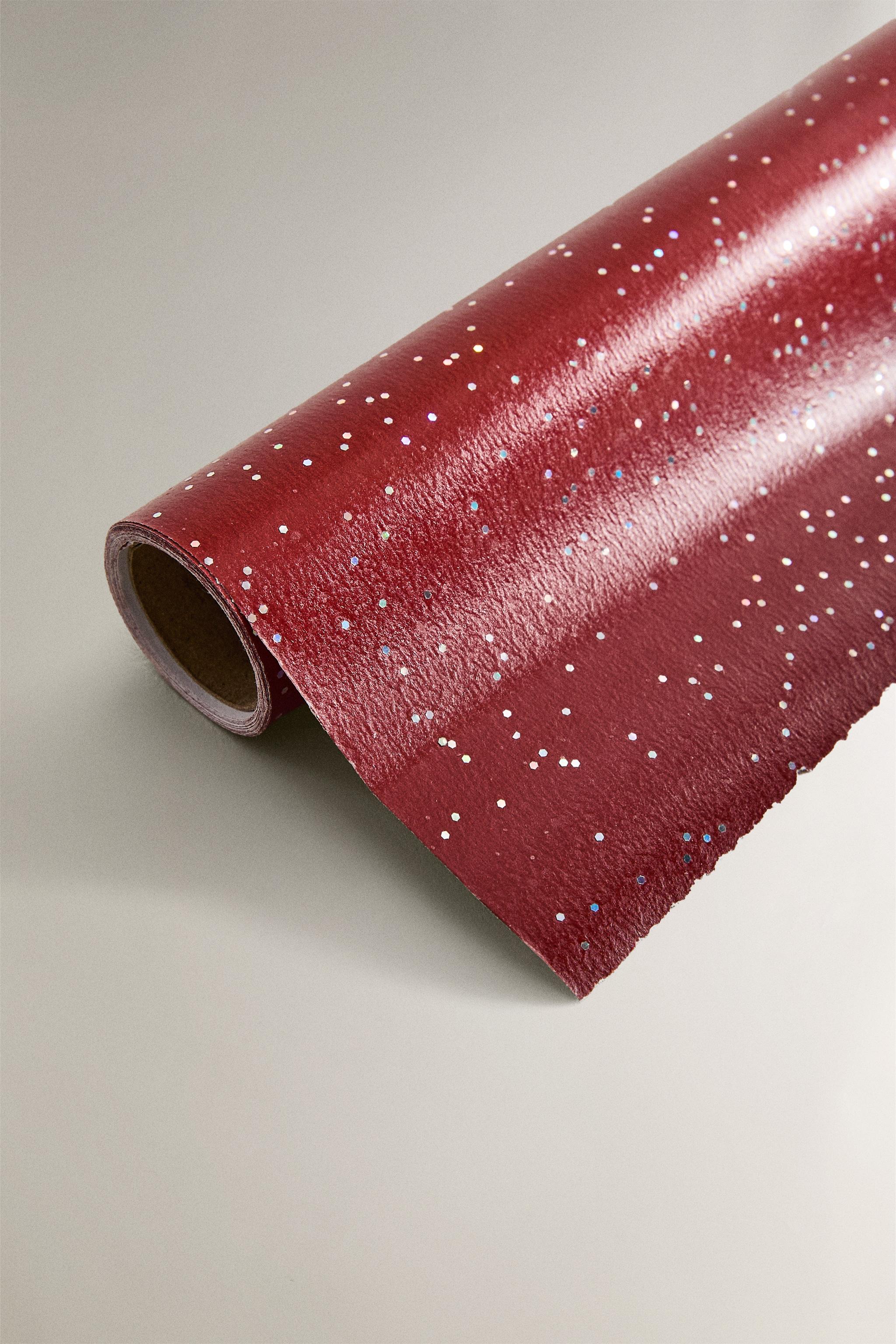 PAPIER CADEAU ROUGE PAILLETTES NOËL
